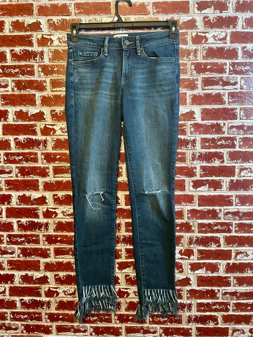 William Rast Dark Blue Distressed Perfect Skinny Jeans w/ Frayed Hem Juniors 27